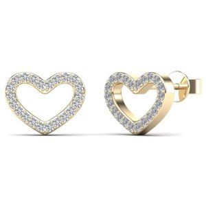 14k Gold 0.15 ct Diamond Heart Stud Earrings